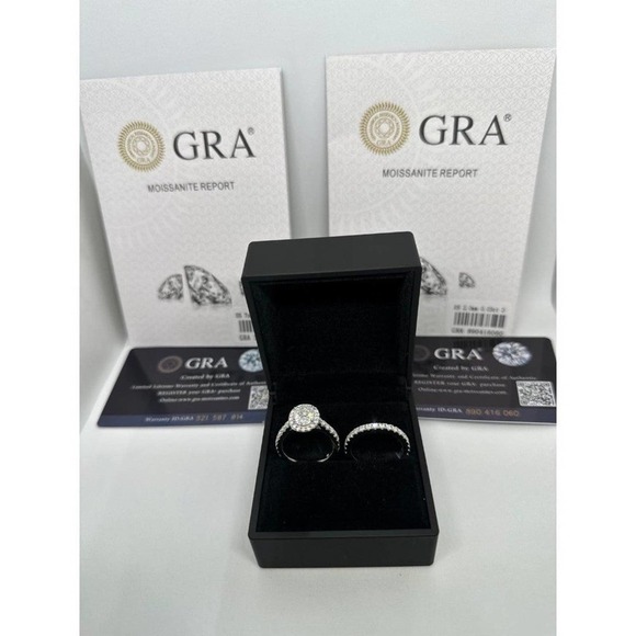 Moissanite Engagement Ring Oval Cut GRA Certified Wedding Anniversary 18K 925 - Picture 10 of 14